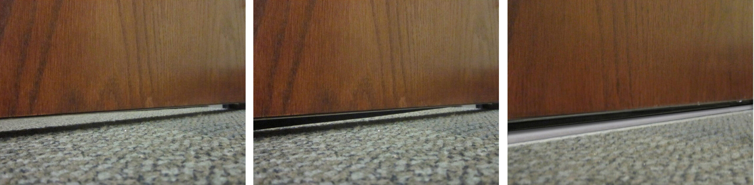The door is often a very weak point acoustically. Check whether the door seals have any gaps ? Are the seals properly adjusted or misaligned? Do the door seals have something hard to push against to engage them?