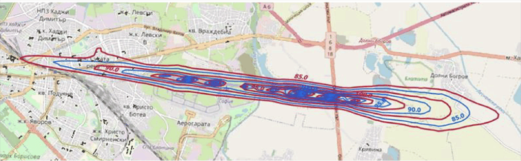 Sofia Airport Noise Map, Bulgaria